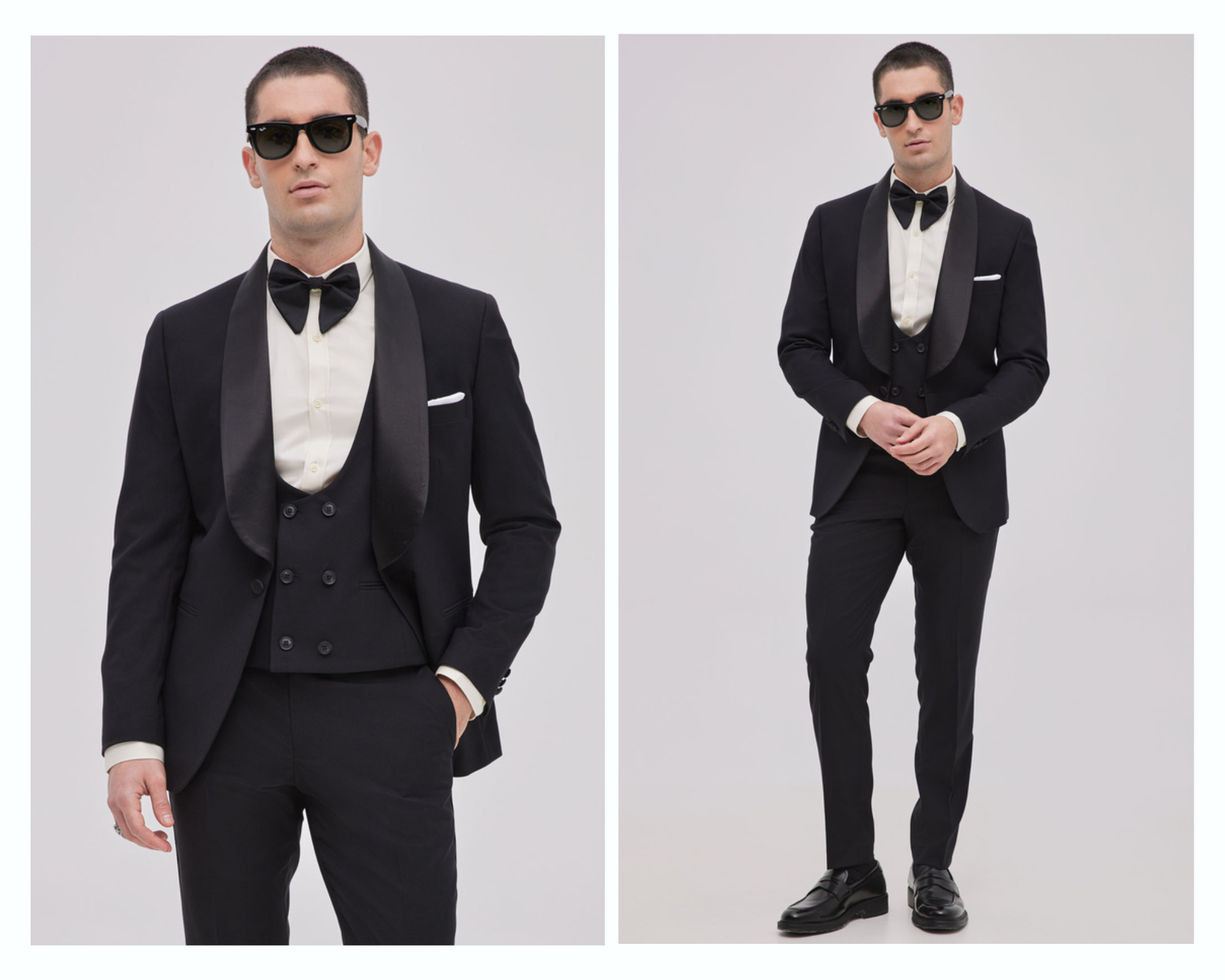 Κοστούμι Μαύρο Ελαστικό Tuxedo Σε Στενή Γραμμή