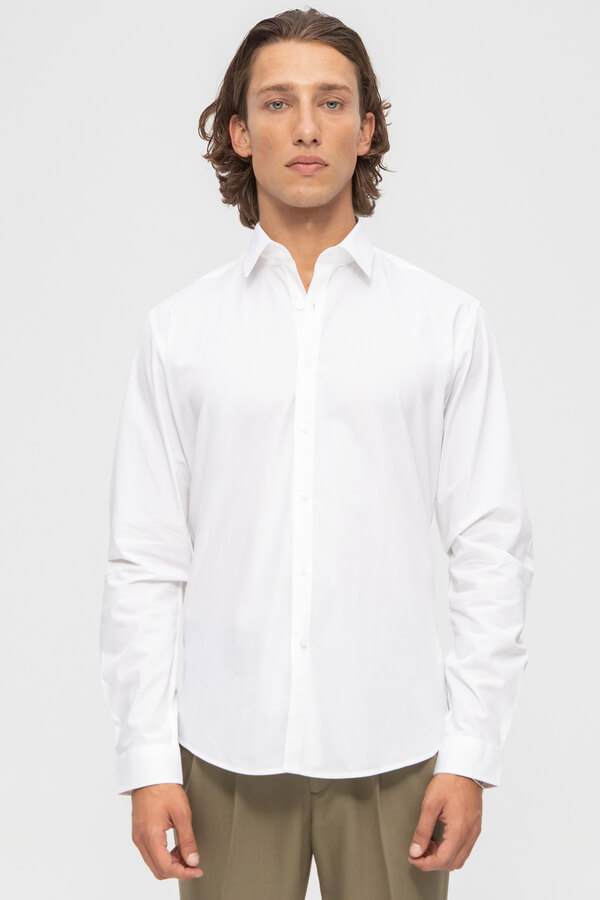 Slim Fit White Shirt In Pointed Collar