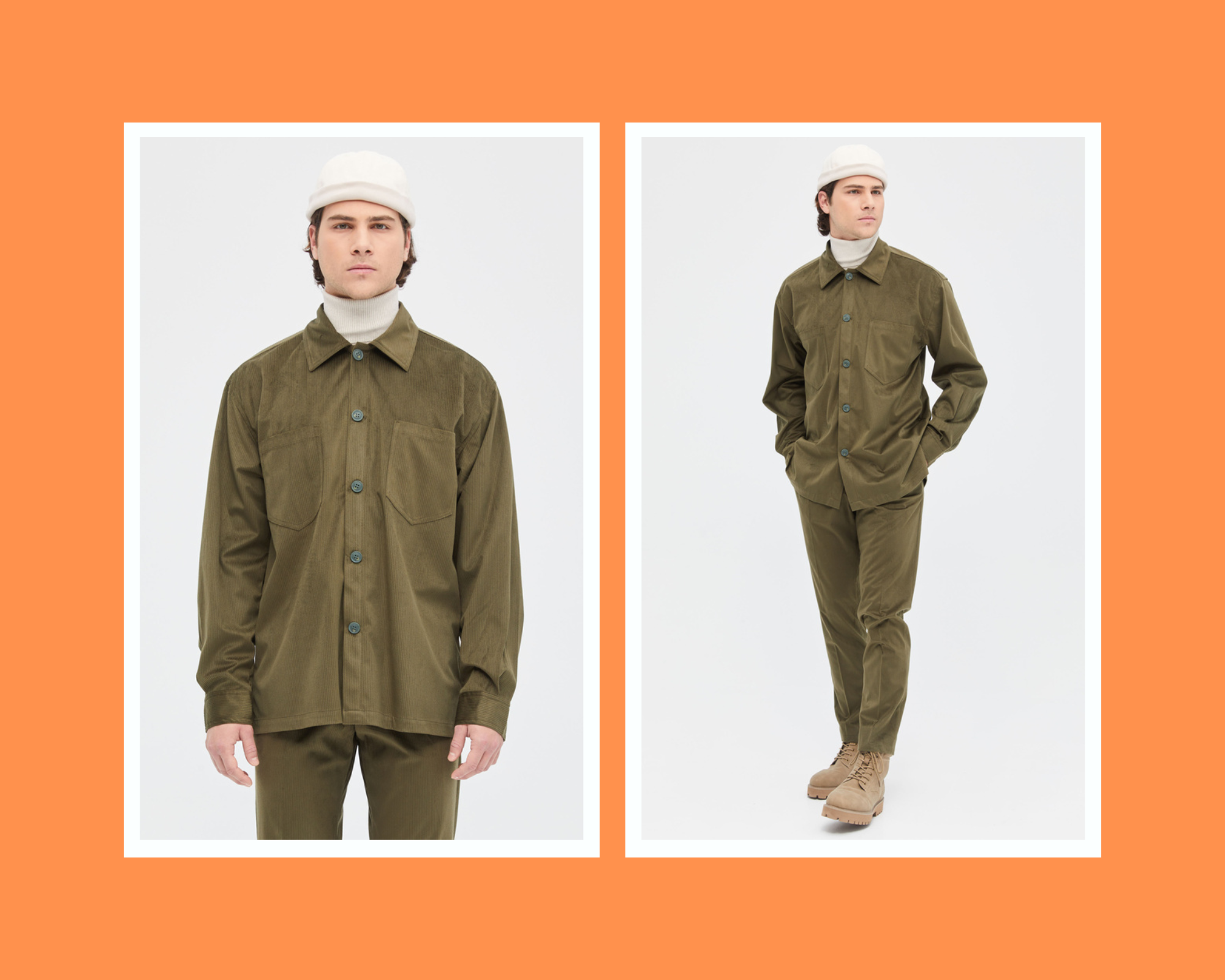           Shirt Corduroy With Chest Pockets In Olive