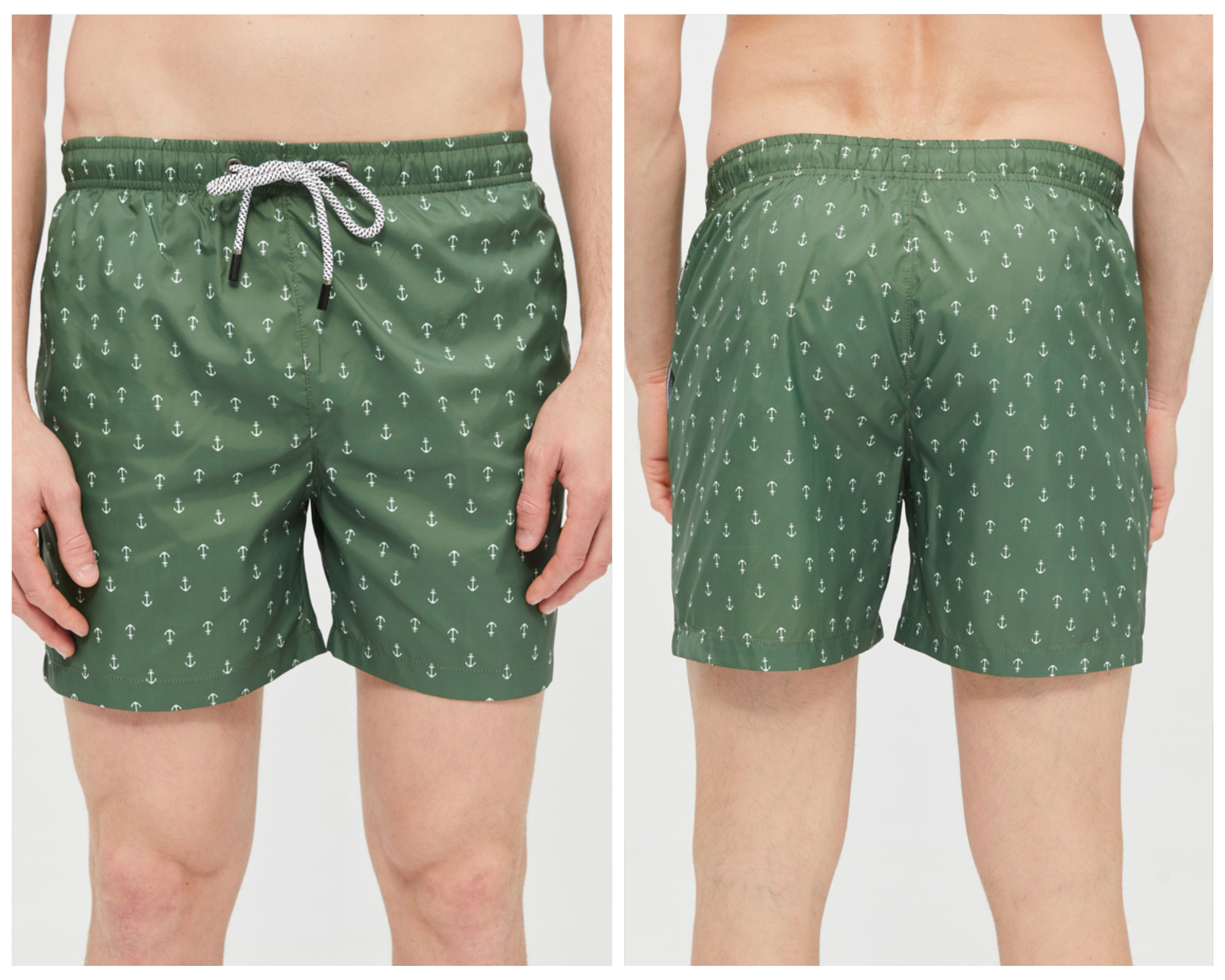 Green Swim Shorts In Anchor Print