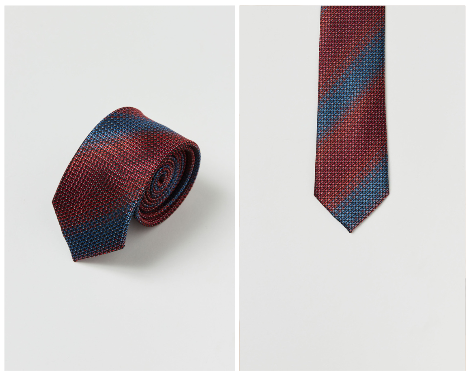 Blue-Red Microfiber Tie With Microdesigns