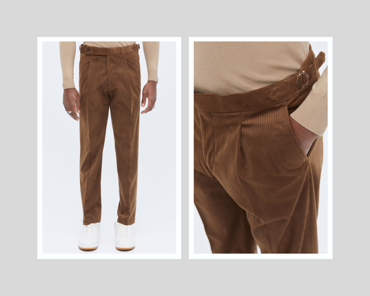 bitsiani -  business look -  Trousers Pleated Corduroy In Brown