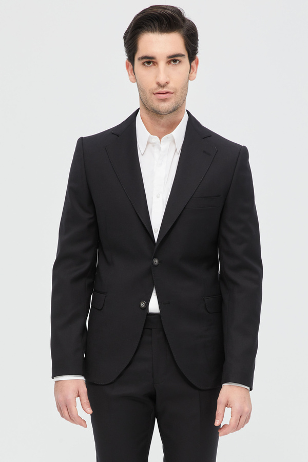 Slim Fit Black Suit In Wool
