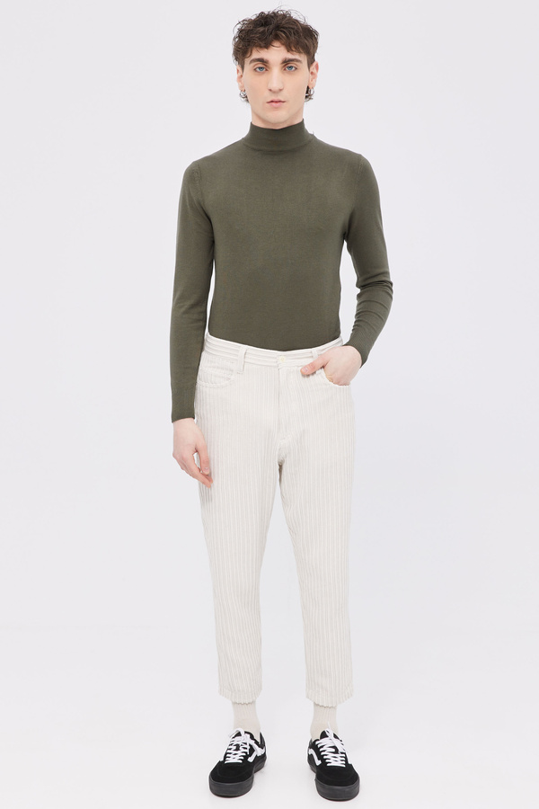 Light Weight High Collar Jumper In Olive