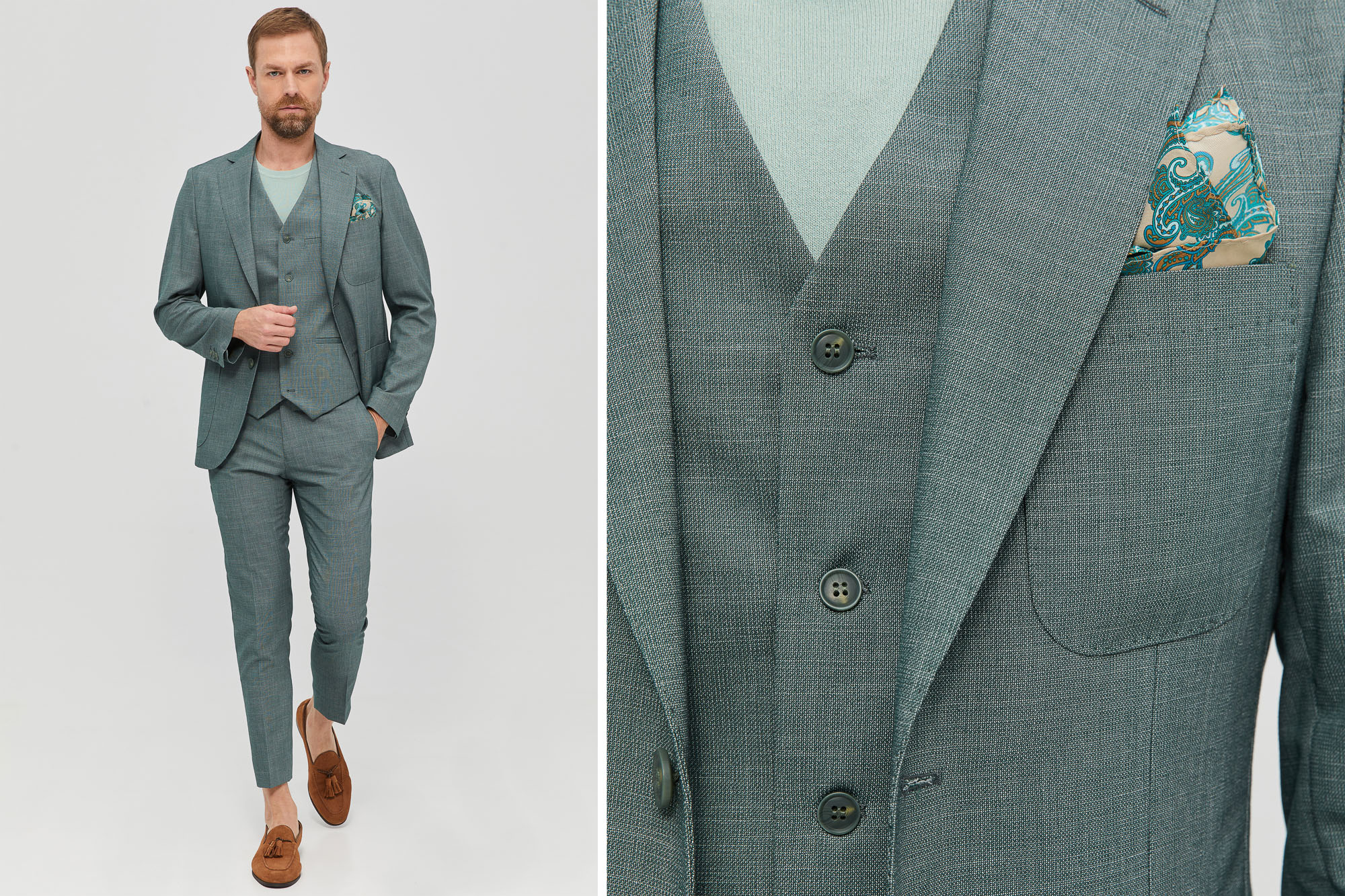 Slim Fit Light Weight Suit In Green
