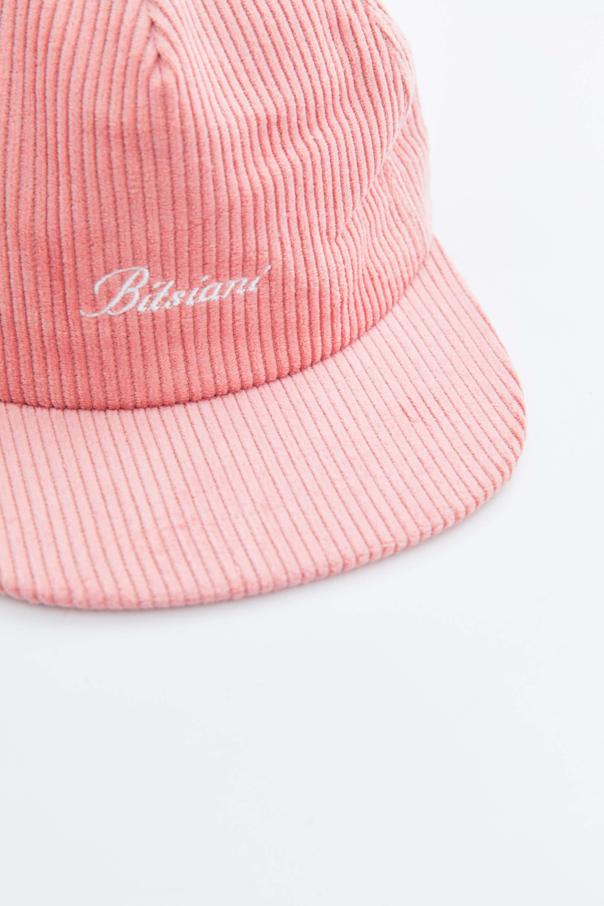 Pink Corduroy In White Embroidery
