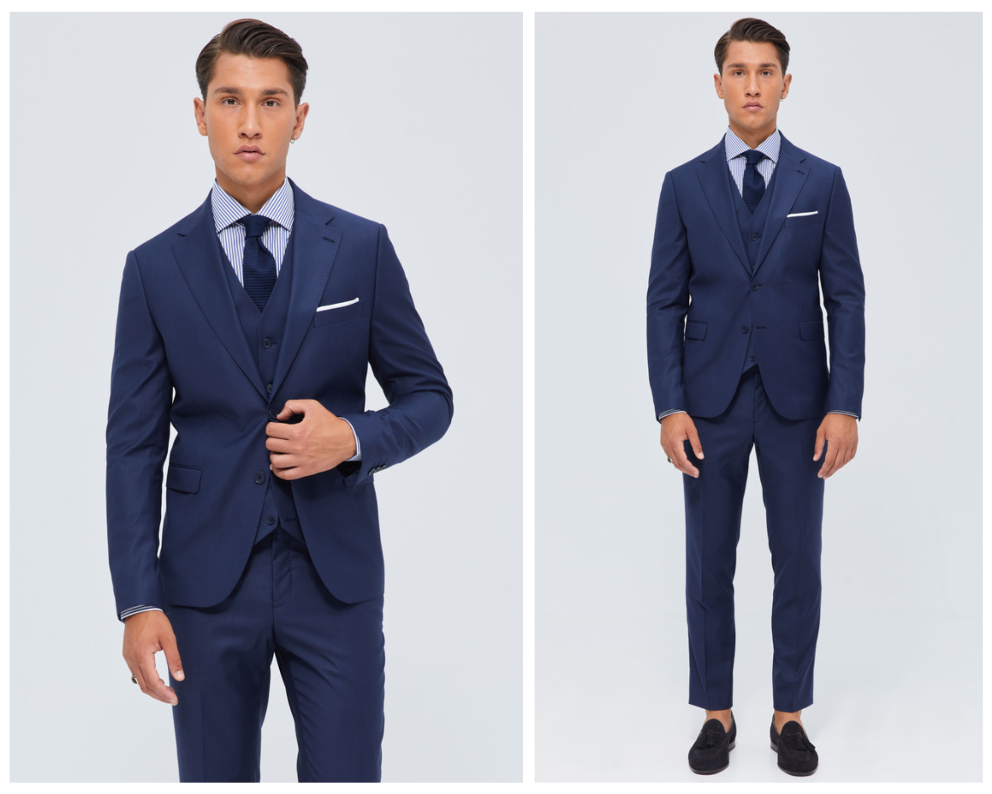 Blue Elastic Suit In Slim Fit