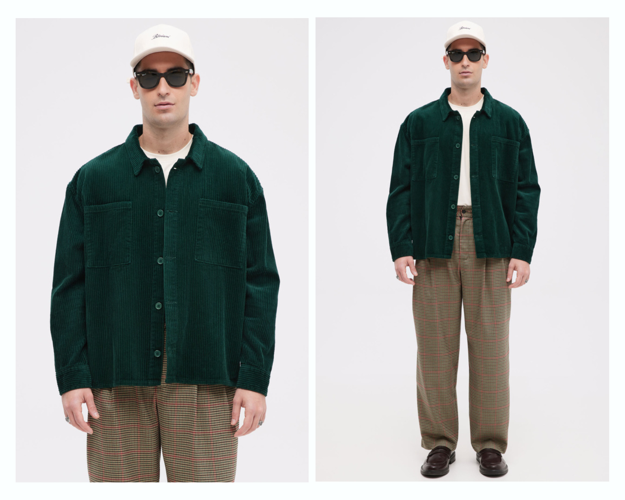 Πουκάμισο Unisex Κοτλέ Πράσινο Overshirt Σε Oversized Γραμμή