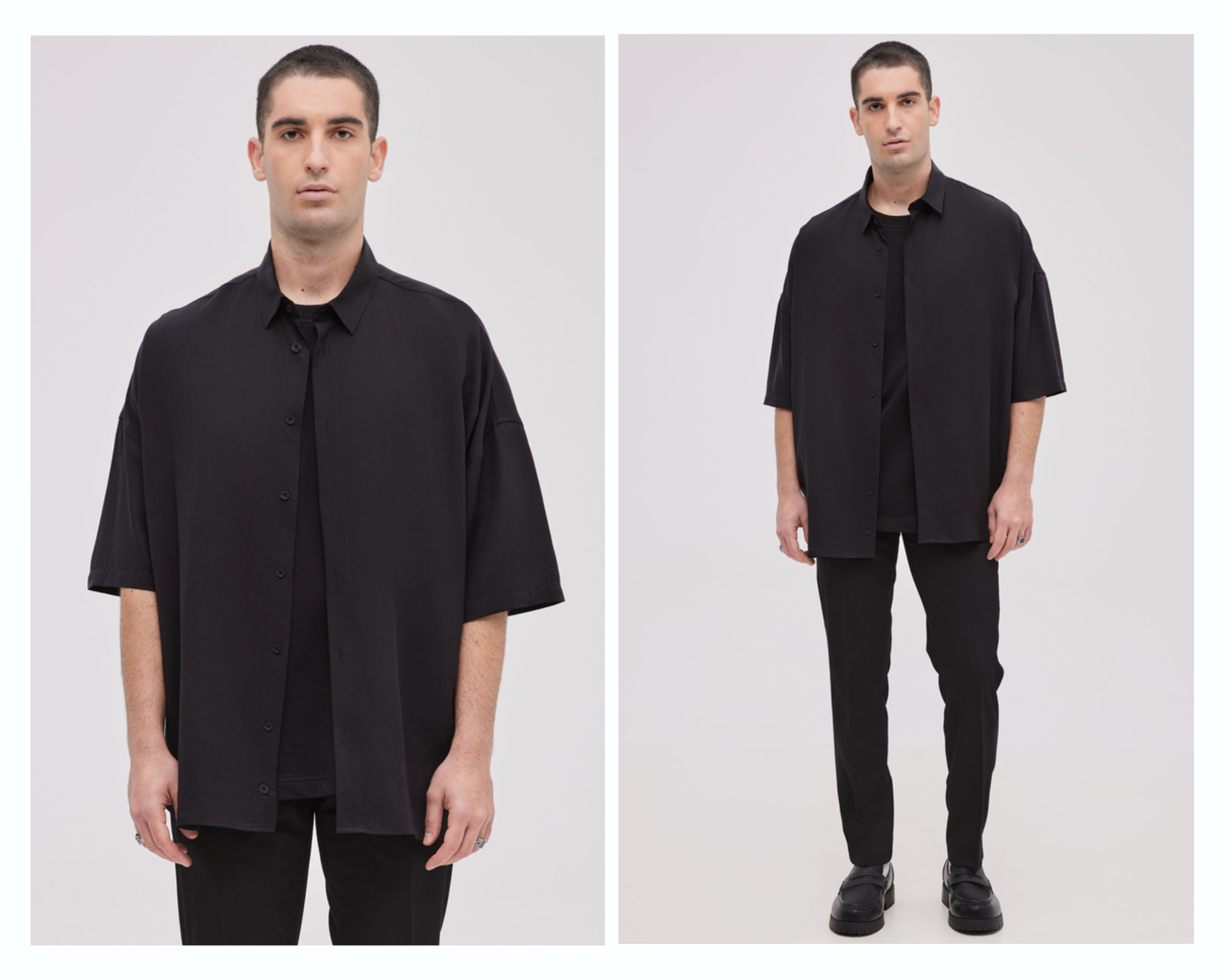 Πουκάμισο Unisex Μαύρο Σε Oversized Γραμμή