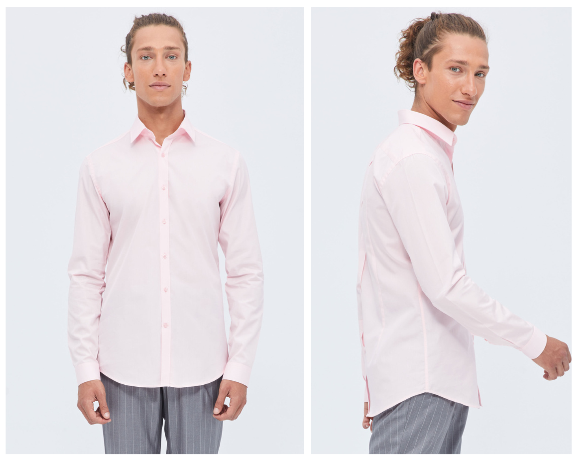 Slim Fit Pink Shirt In Mini Pointed Collar