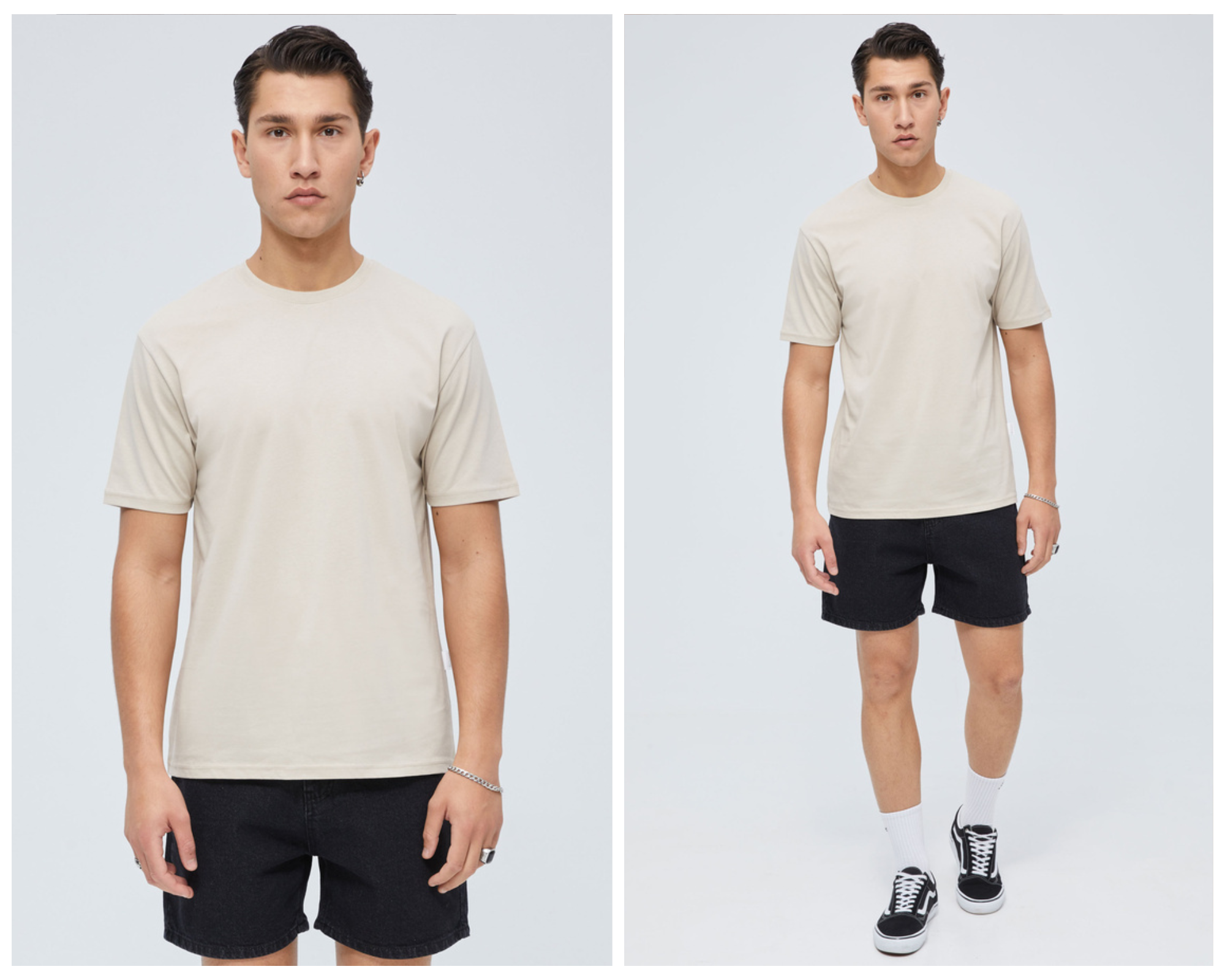 Beige Cotton T-Shirt In Regular Fit