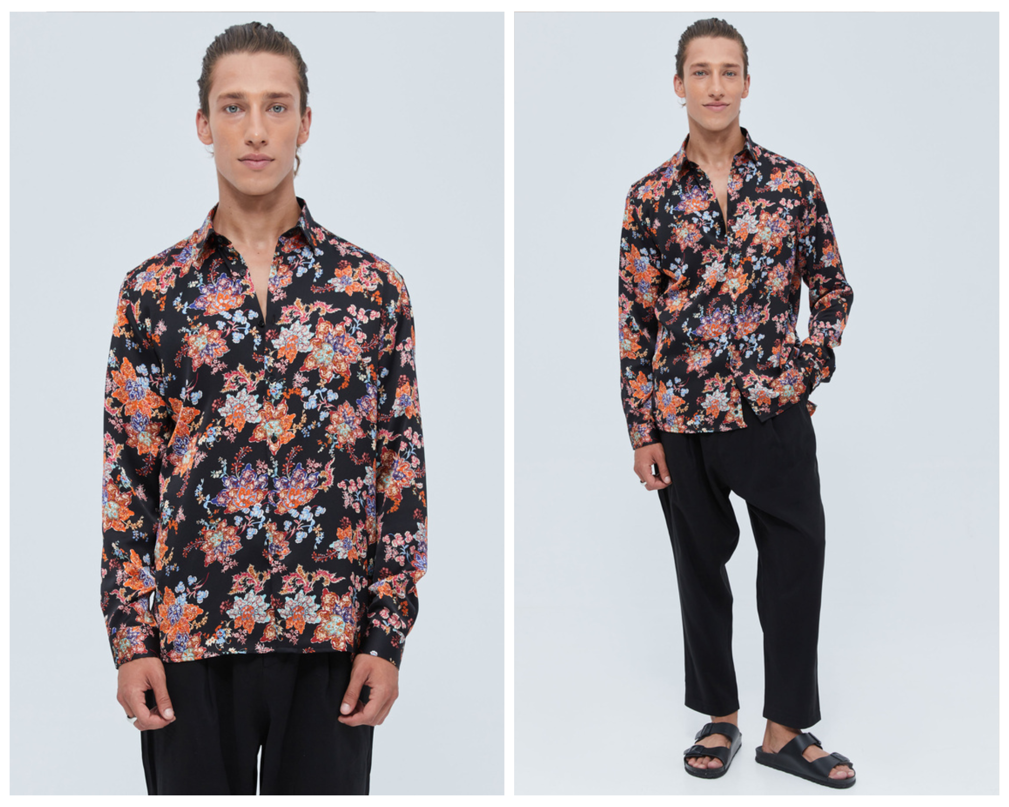 Floral Satin Shirt In Relaxed Fit