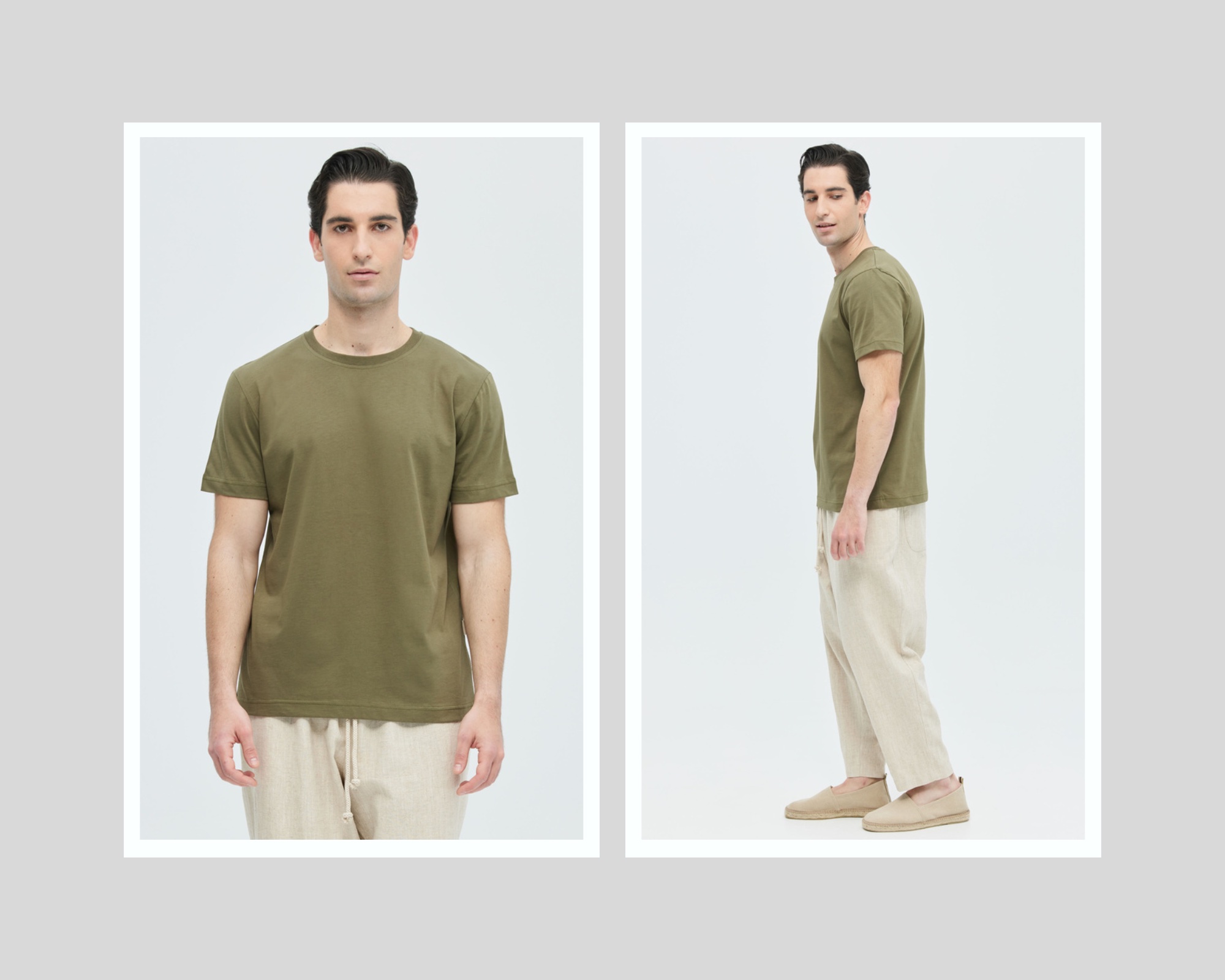 T-Shirt Unisex Khaki Cotton In Regular Fit