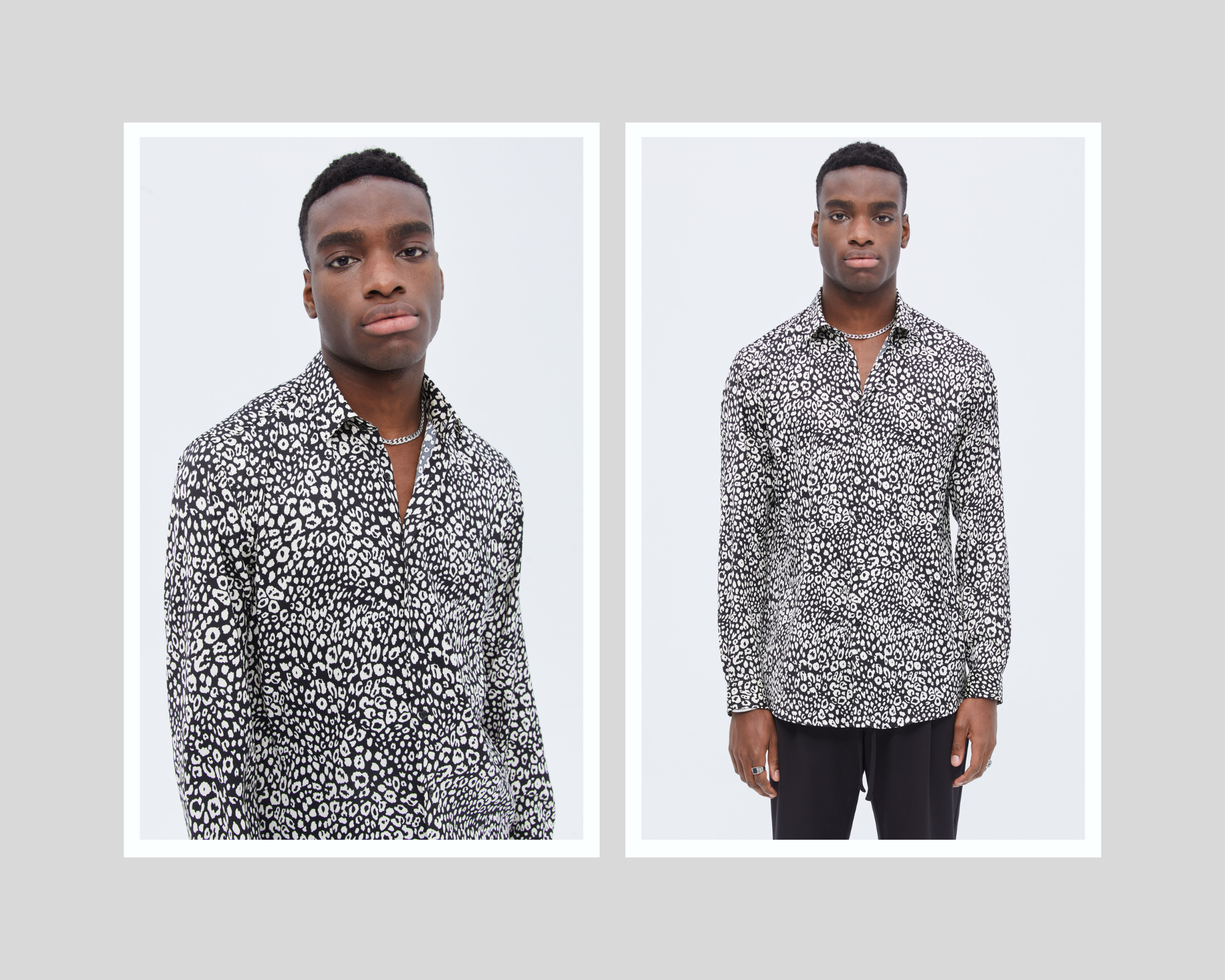 Shirt Unisex Relaxed Animal Print In Mini Pointed Collar