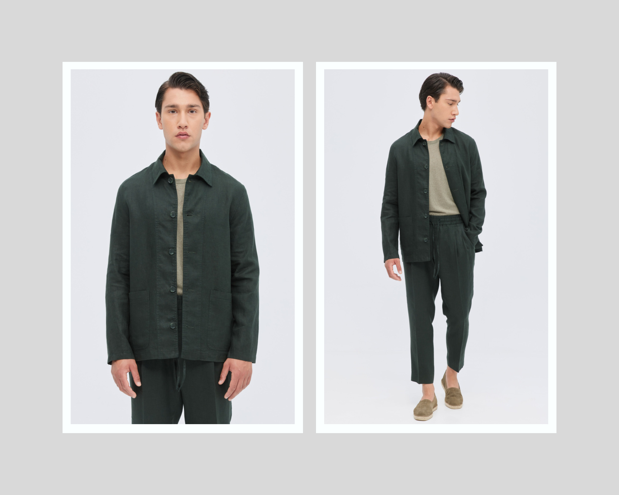 Green Linen In Relaxed Fit