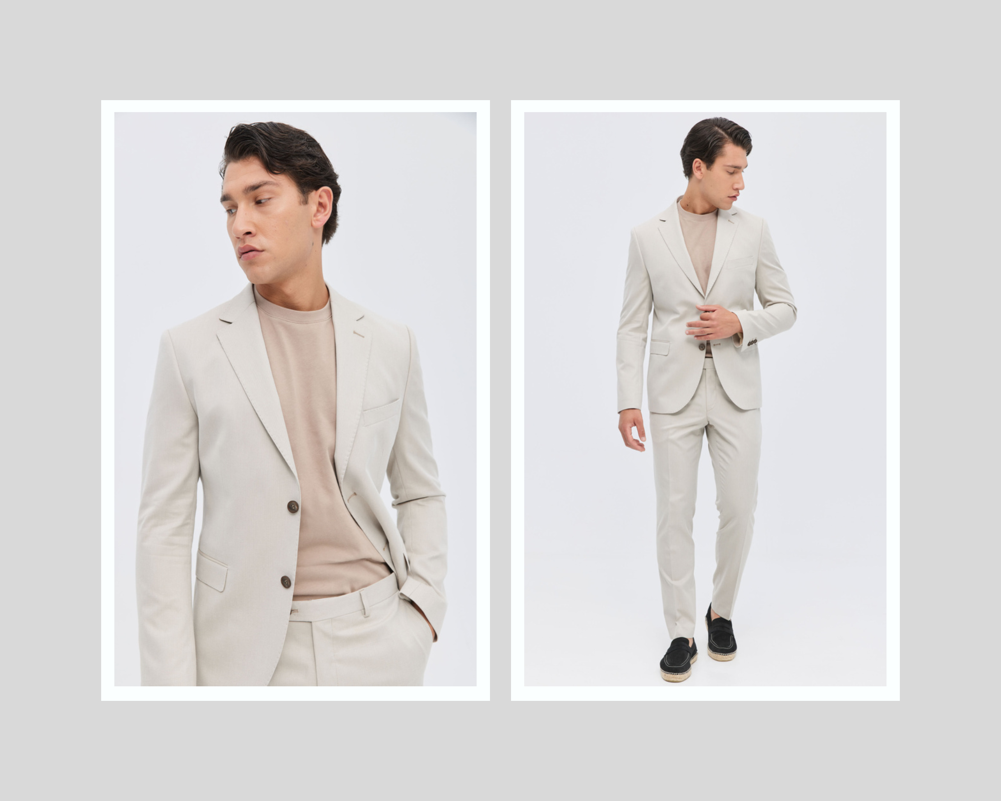 Suit Slim Fit Beige In Cotton