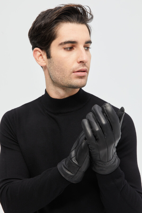 Γάντια Μαύρα Από Vegan Δέρμα