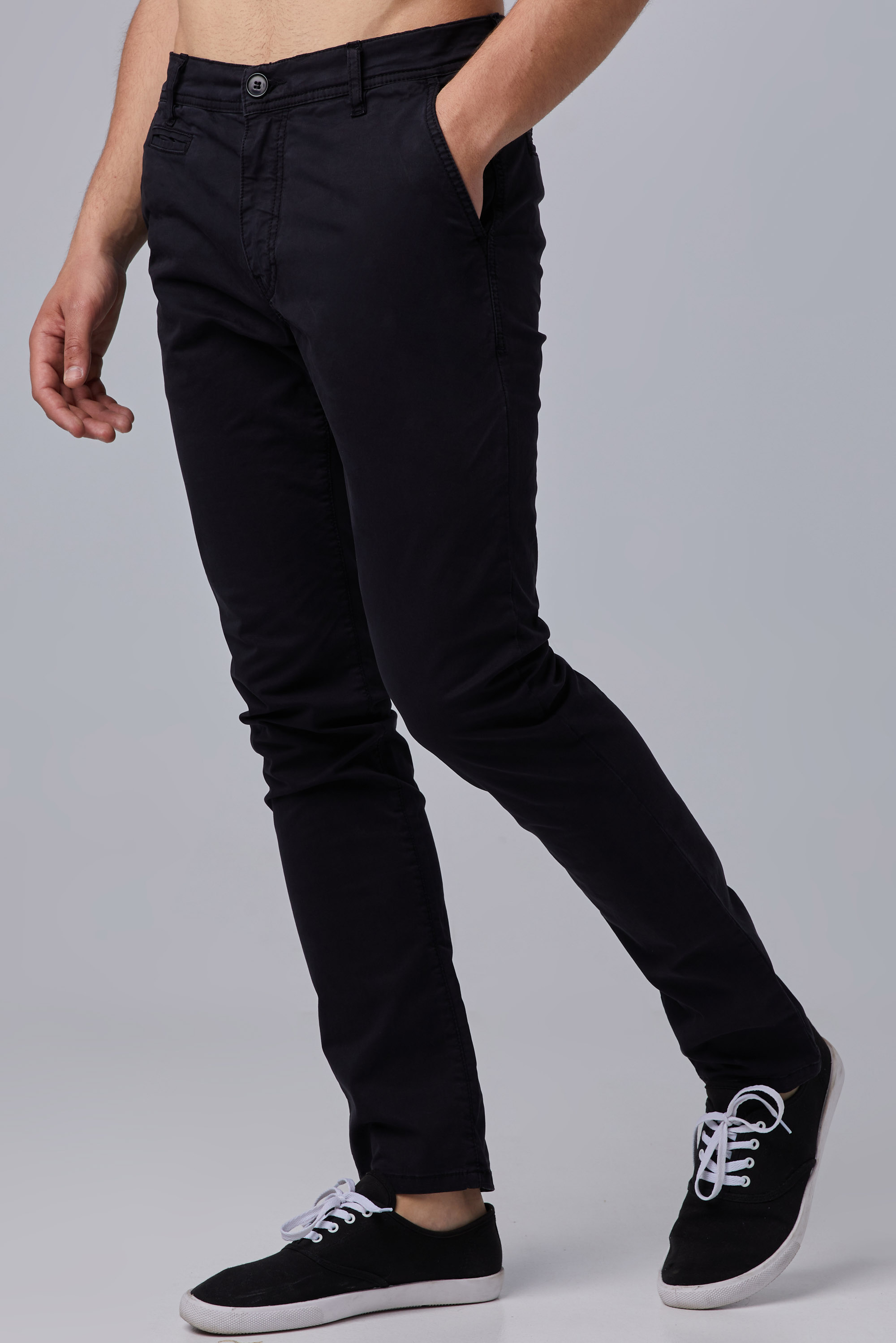 Black Cotton Chino Trousers In Regular Fit | Aristoteli Bitsiani