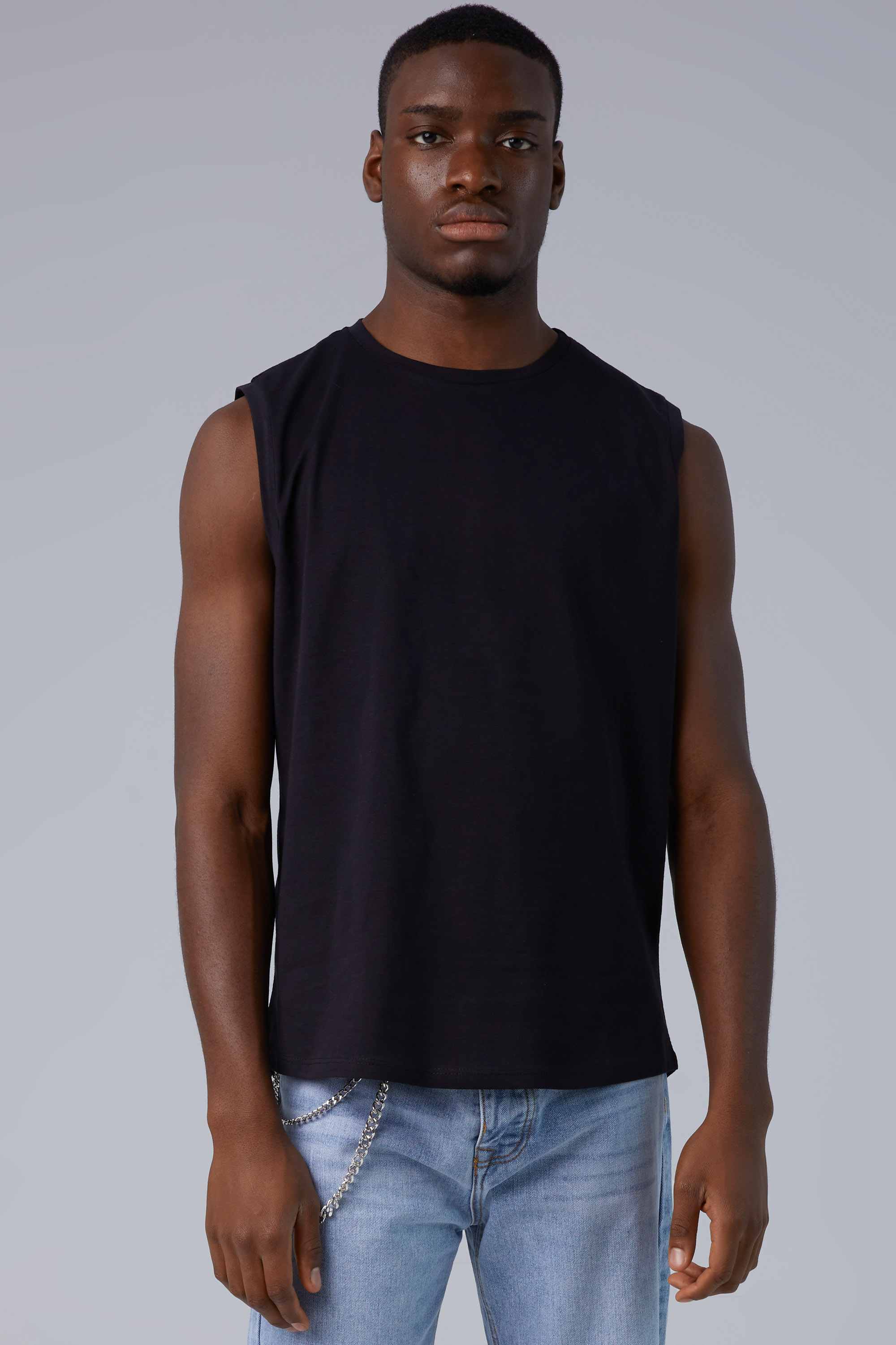 Black Sleeveless T-Shirt In Regular Fit | Aristoteli Bitsiani