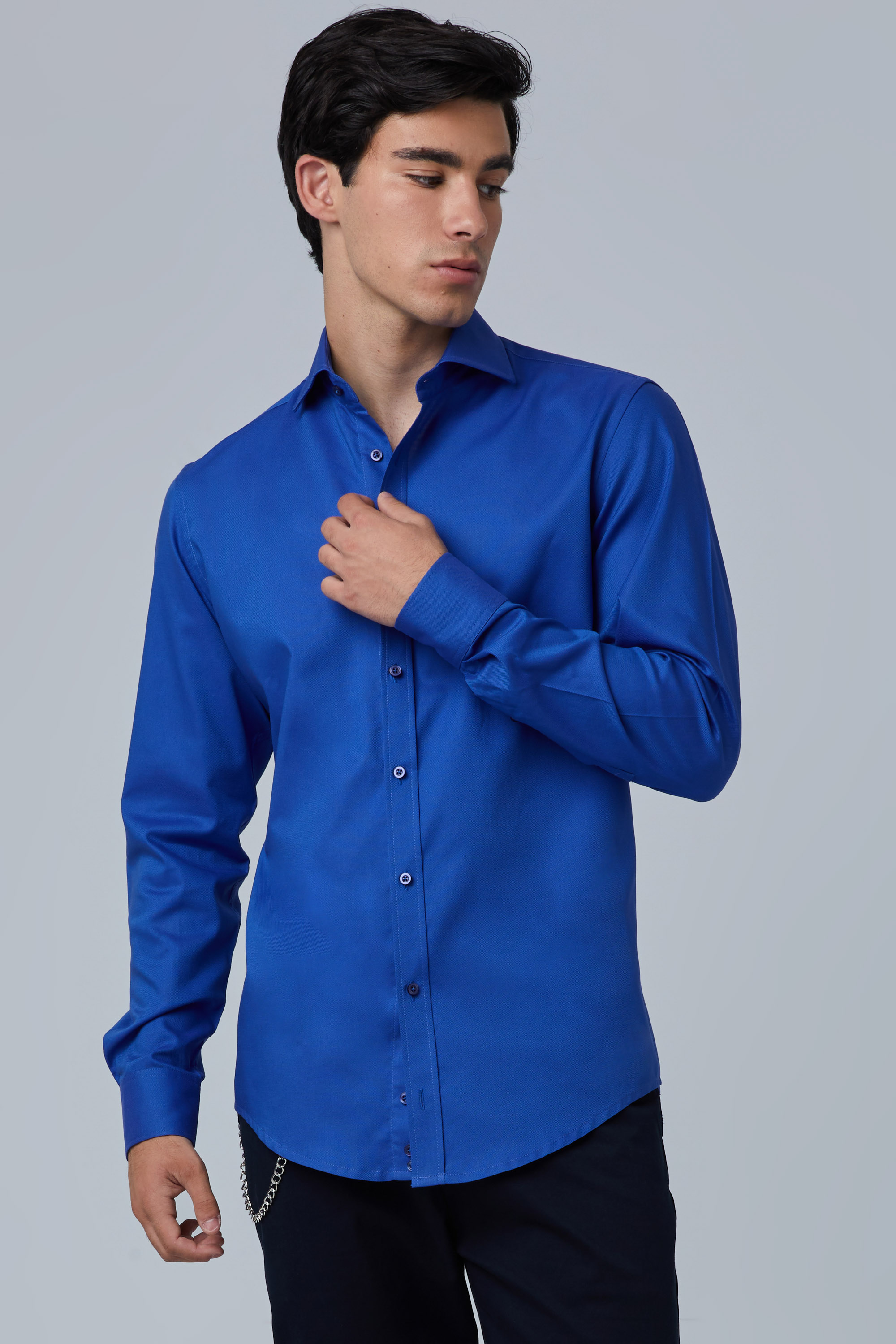 Regular Fit Blue Royal Shirt In Spread Collar | Aristoteli Bitsiani