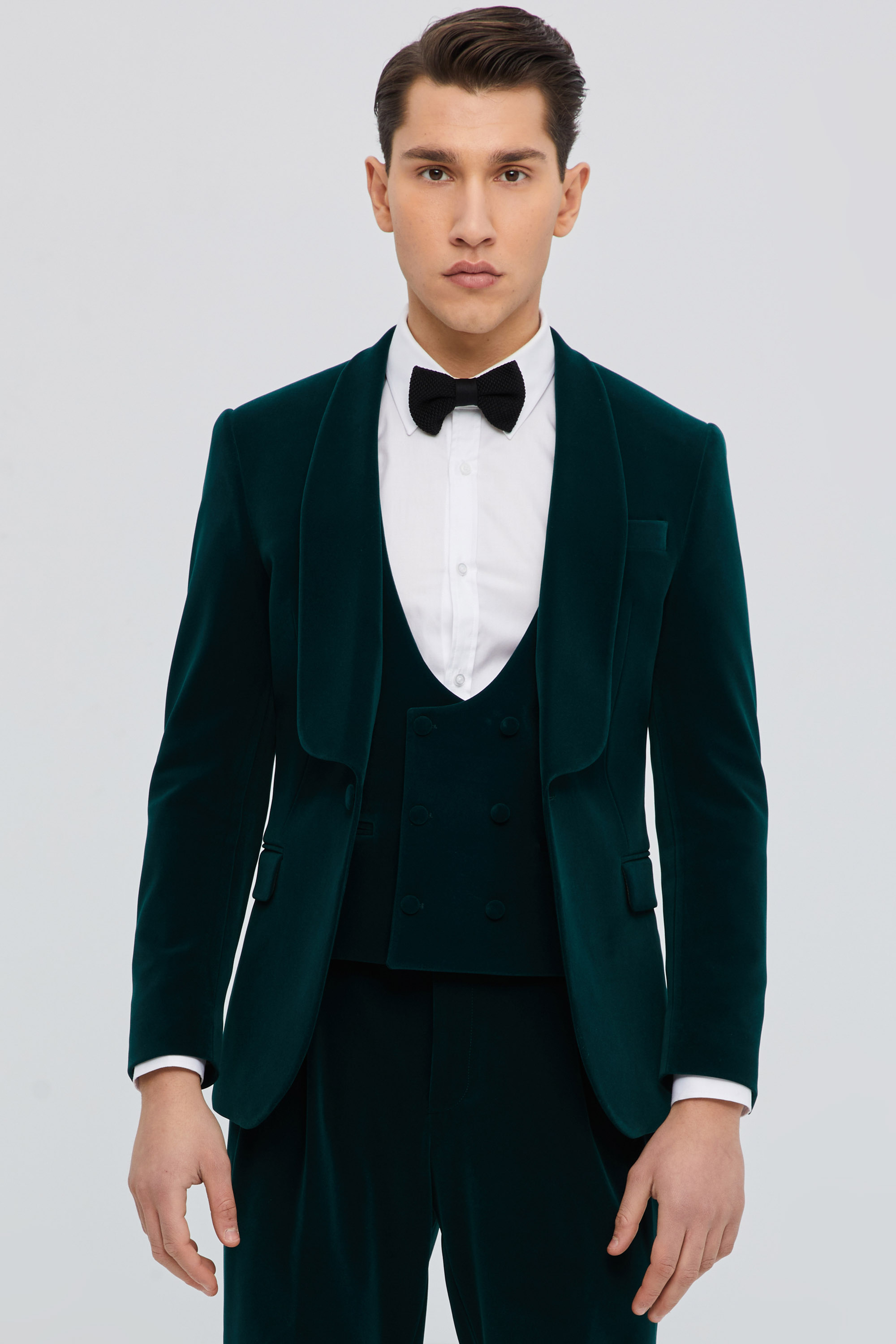 Tuxedo Blazer In Green Velvet| Aristoteli Bitsiani