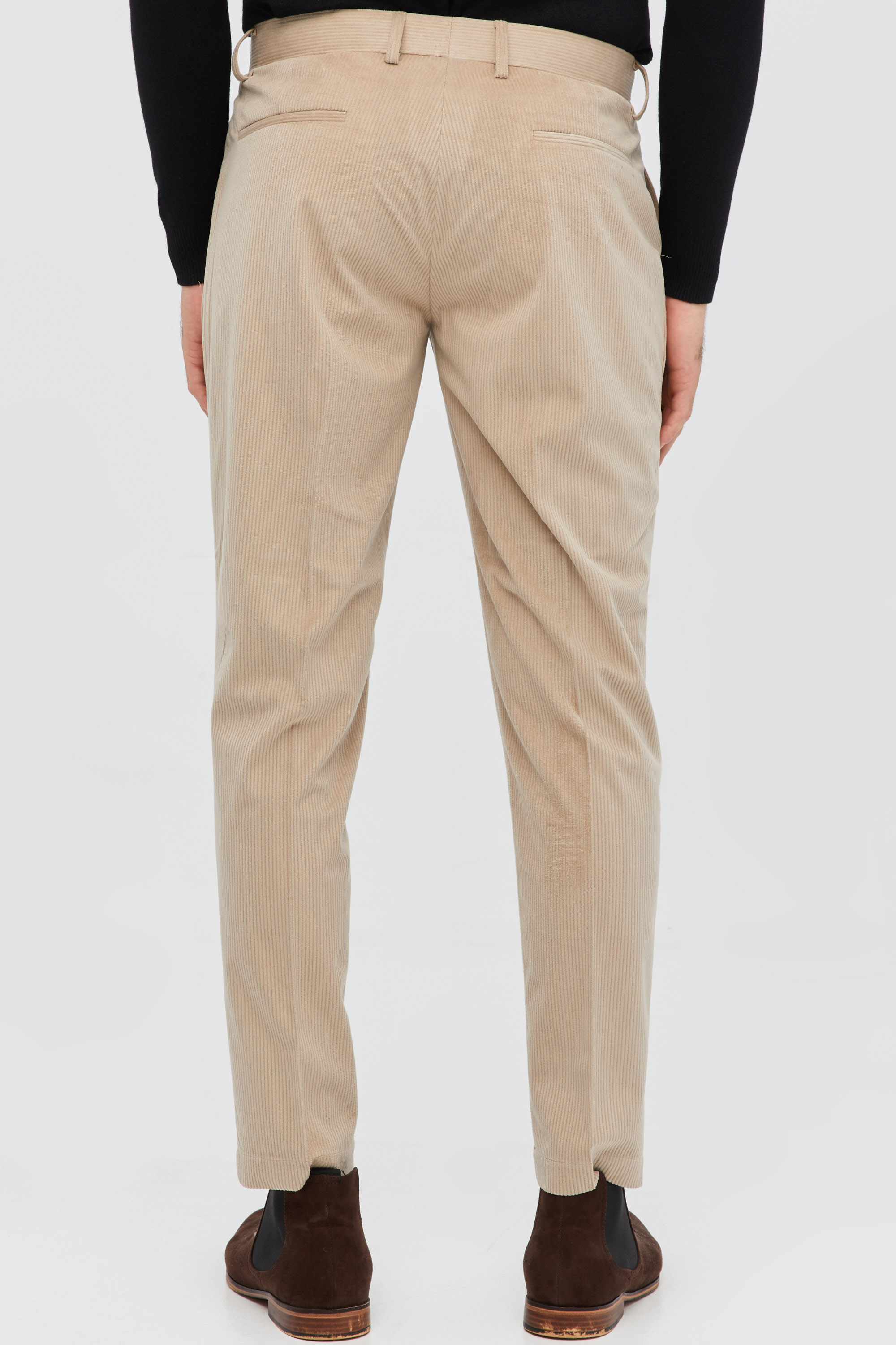 Beige Corduroy Pleated Trousers In Relaxed Fit | Aristoteli Bitsiani
