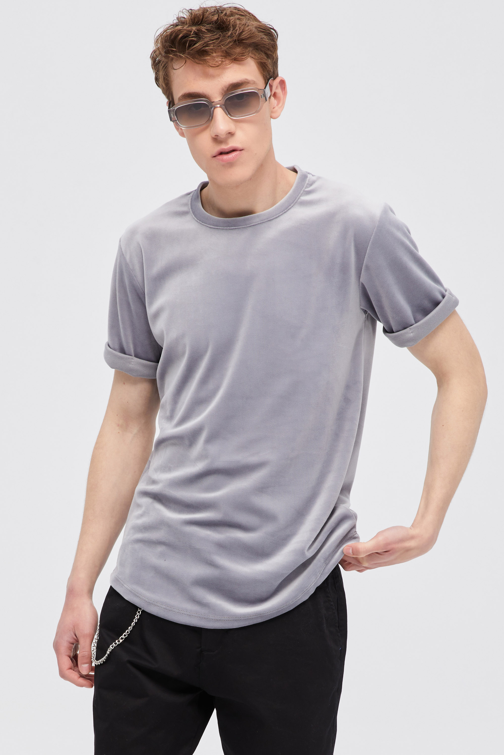 Gray Velvet T-Shirt In Slim Fit | Aristoteli Bitsiani