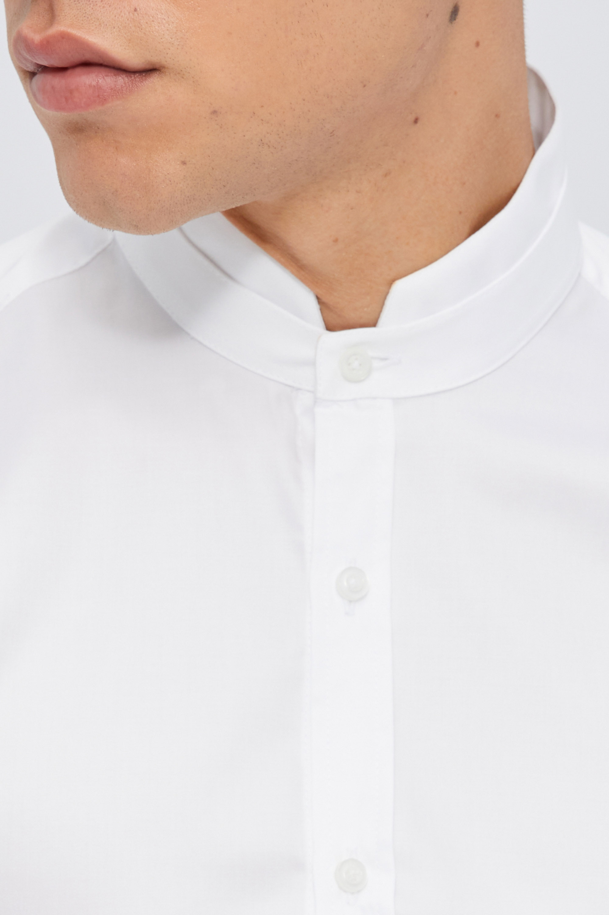 Slim Fit White Shirt In Mandarin Collar | Aristoteli Bitsiani