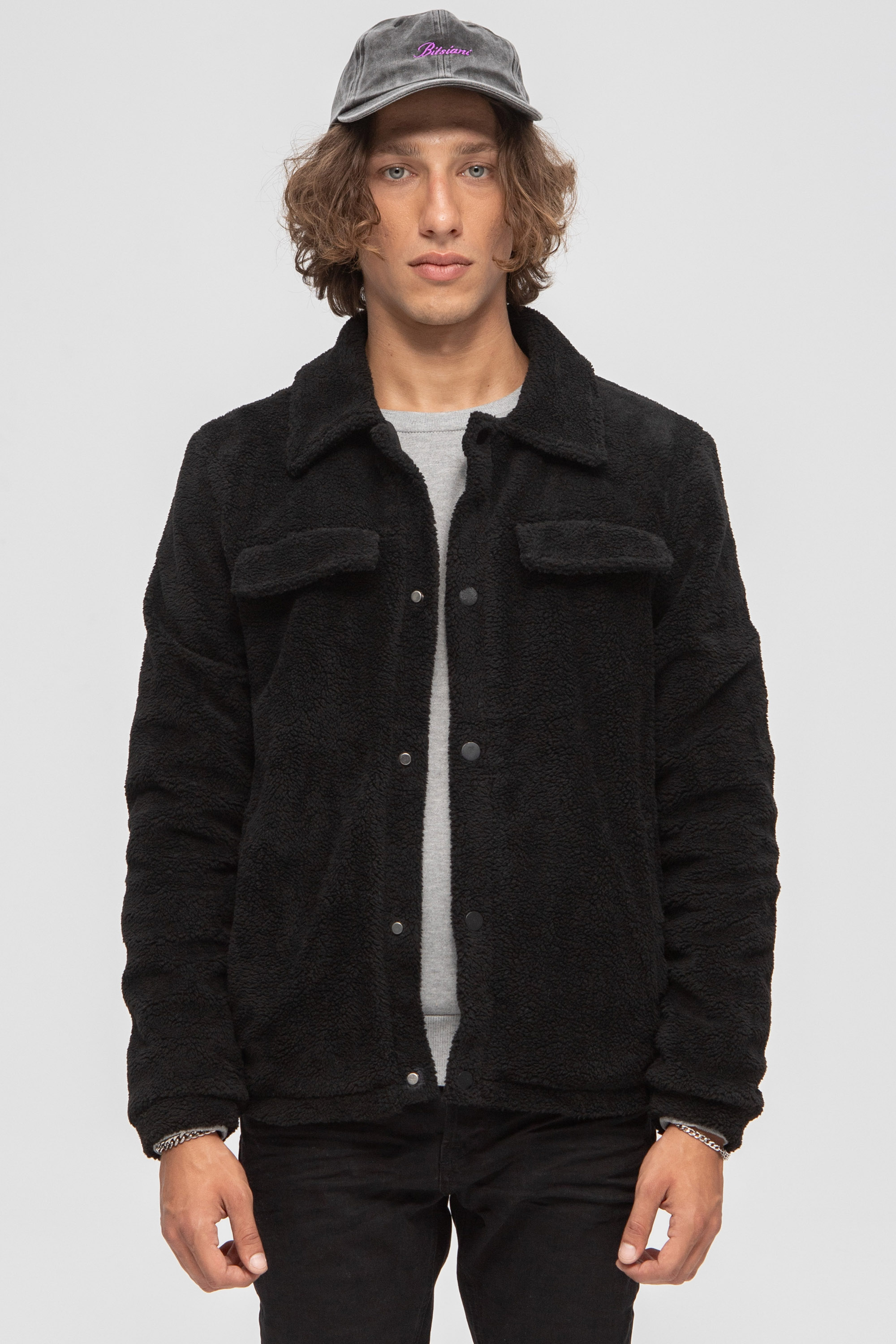Regular Fit Fleece Jacket In Black | Aristoteli Bitsiani