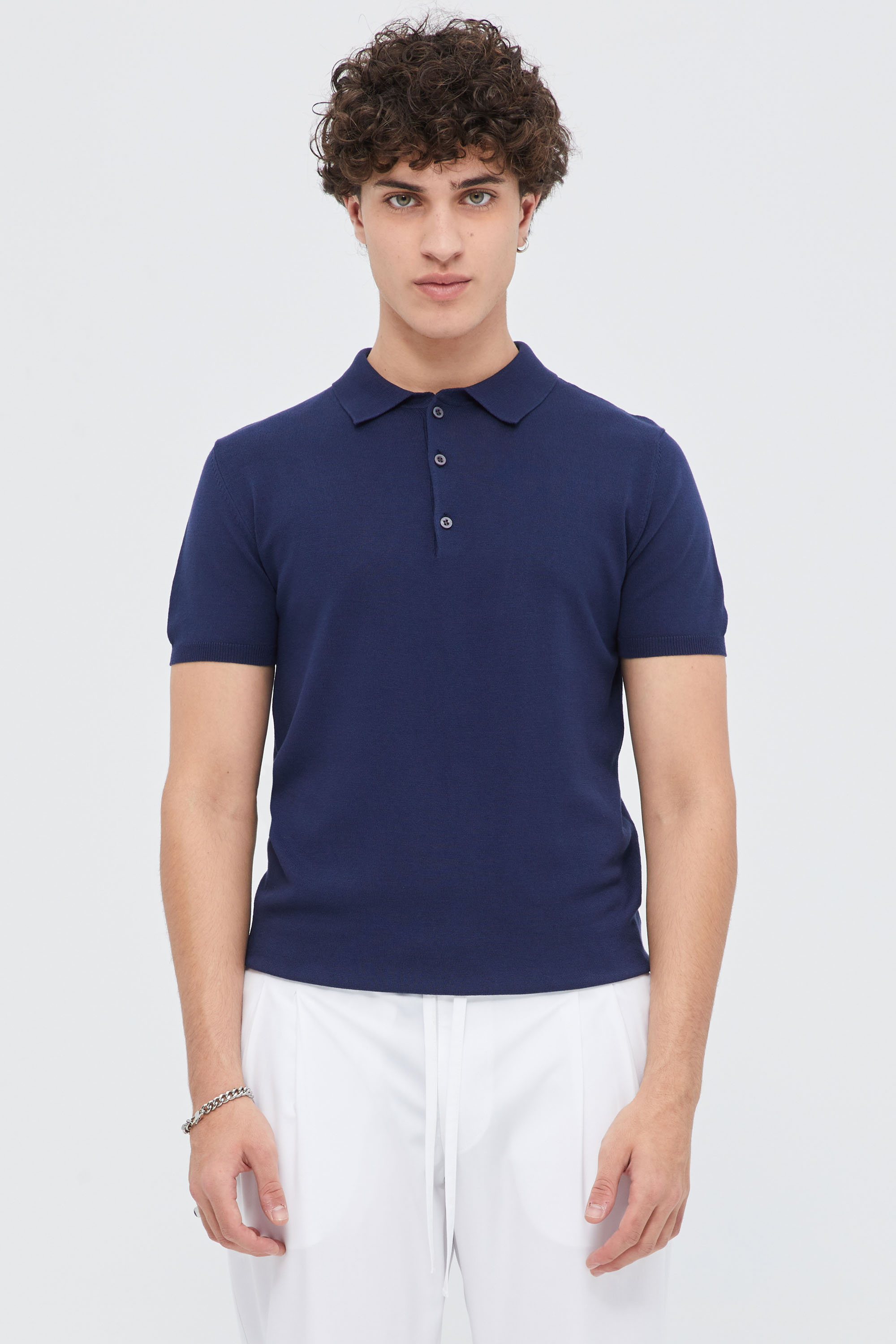 Blue Knit Polo Shirt In Slim Fit | Aristoteli Bitsiani