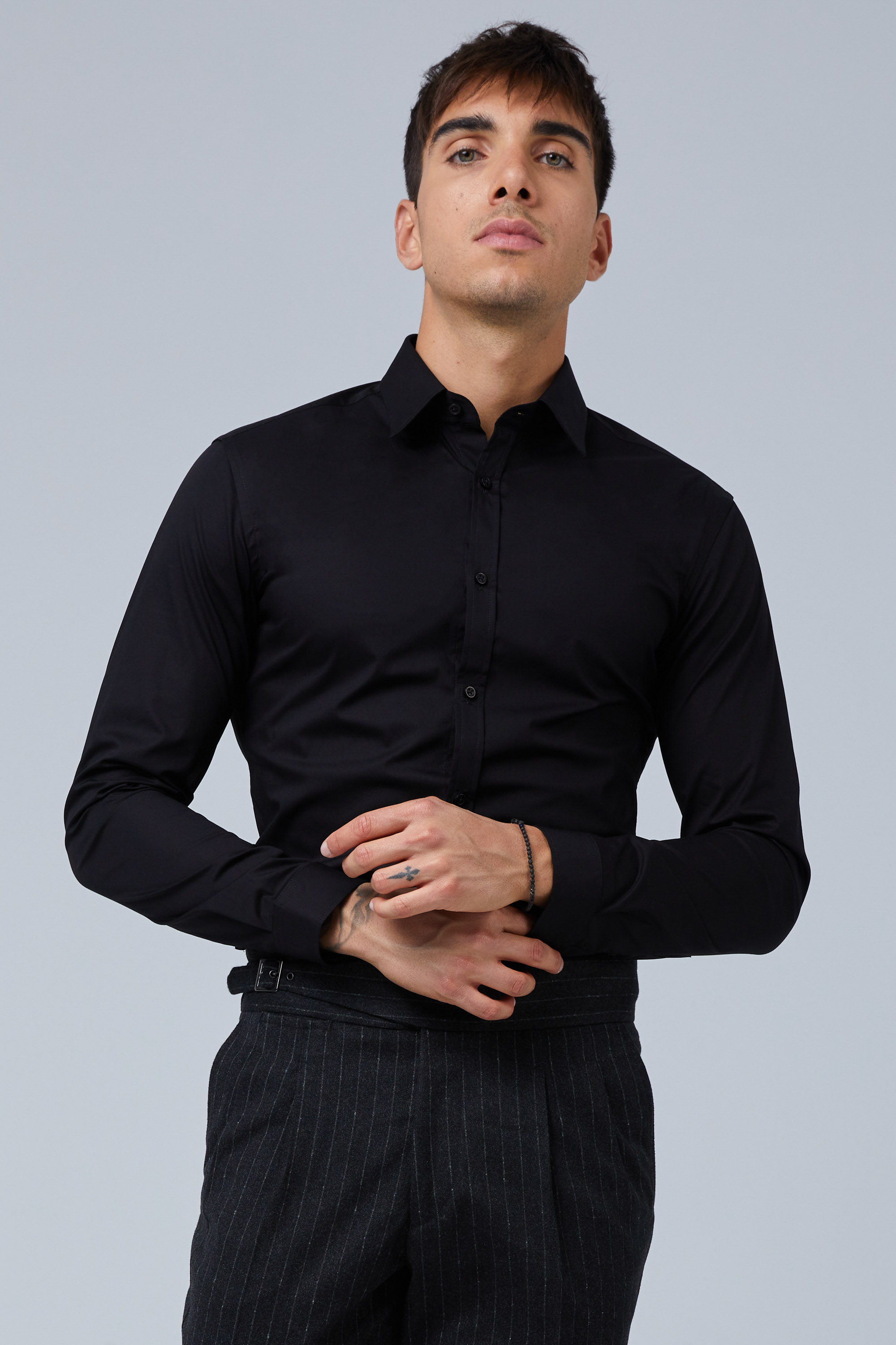 Slim Fit Black Shirt In Pointed Collar | Aristoteli Bitsiani