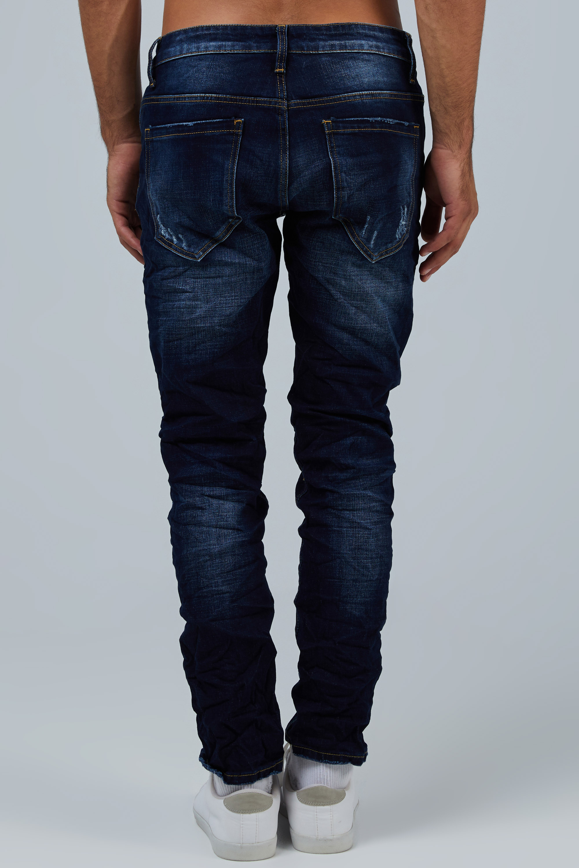 Dark Washed Jeans With Rips In Slim Fit | Aristoteli Bitsiani