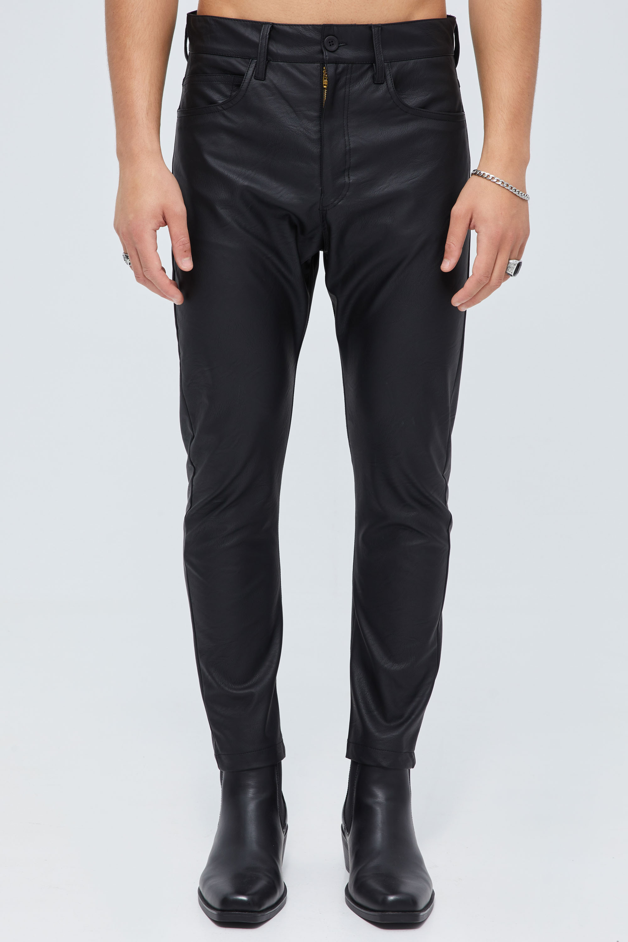 Black Vegan Leather Trousers In Slim Fit | Aristoteli Bitsiani