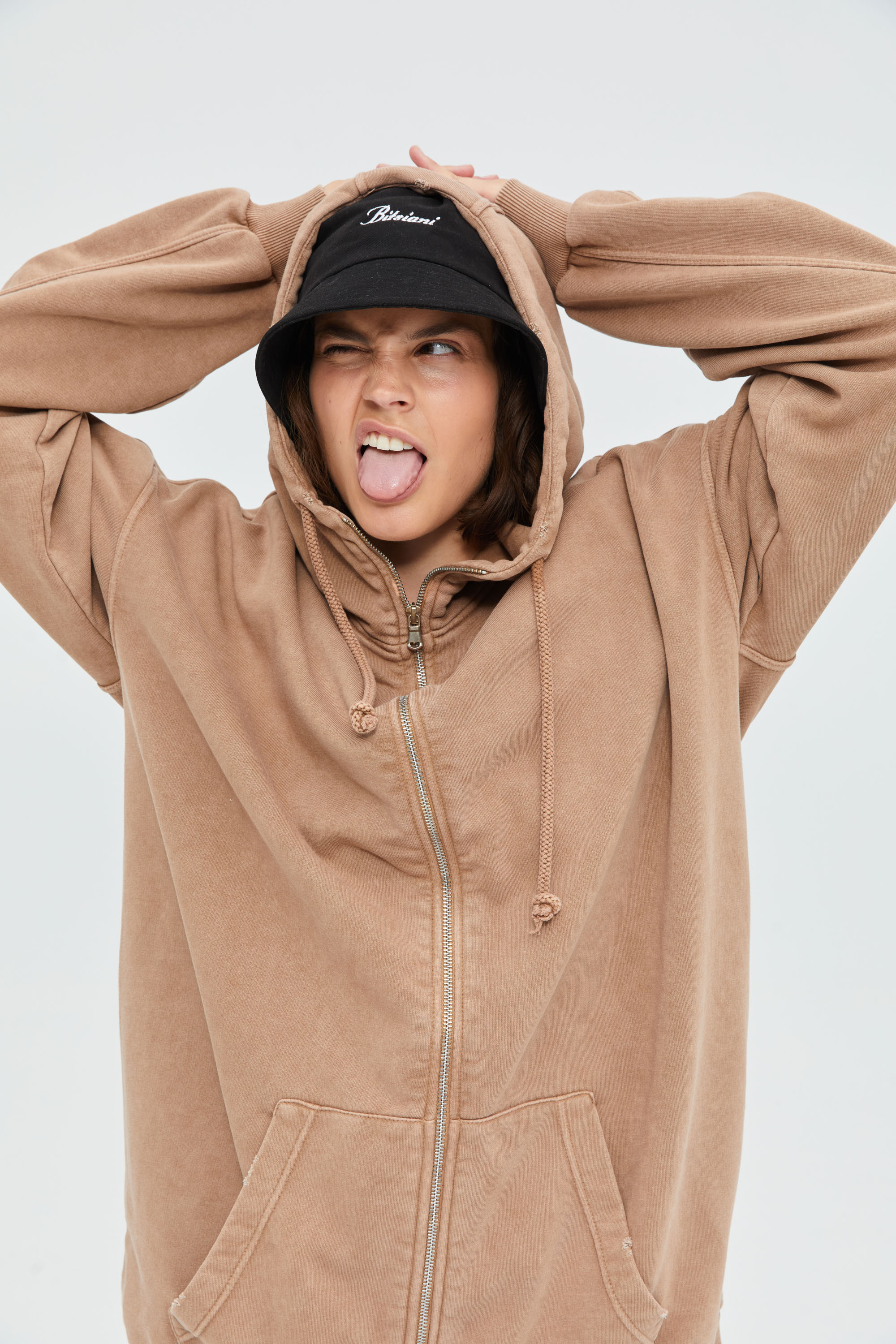 Camel zip 2025 up hoodie