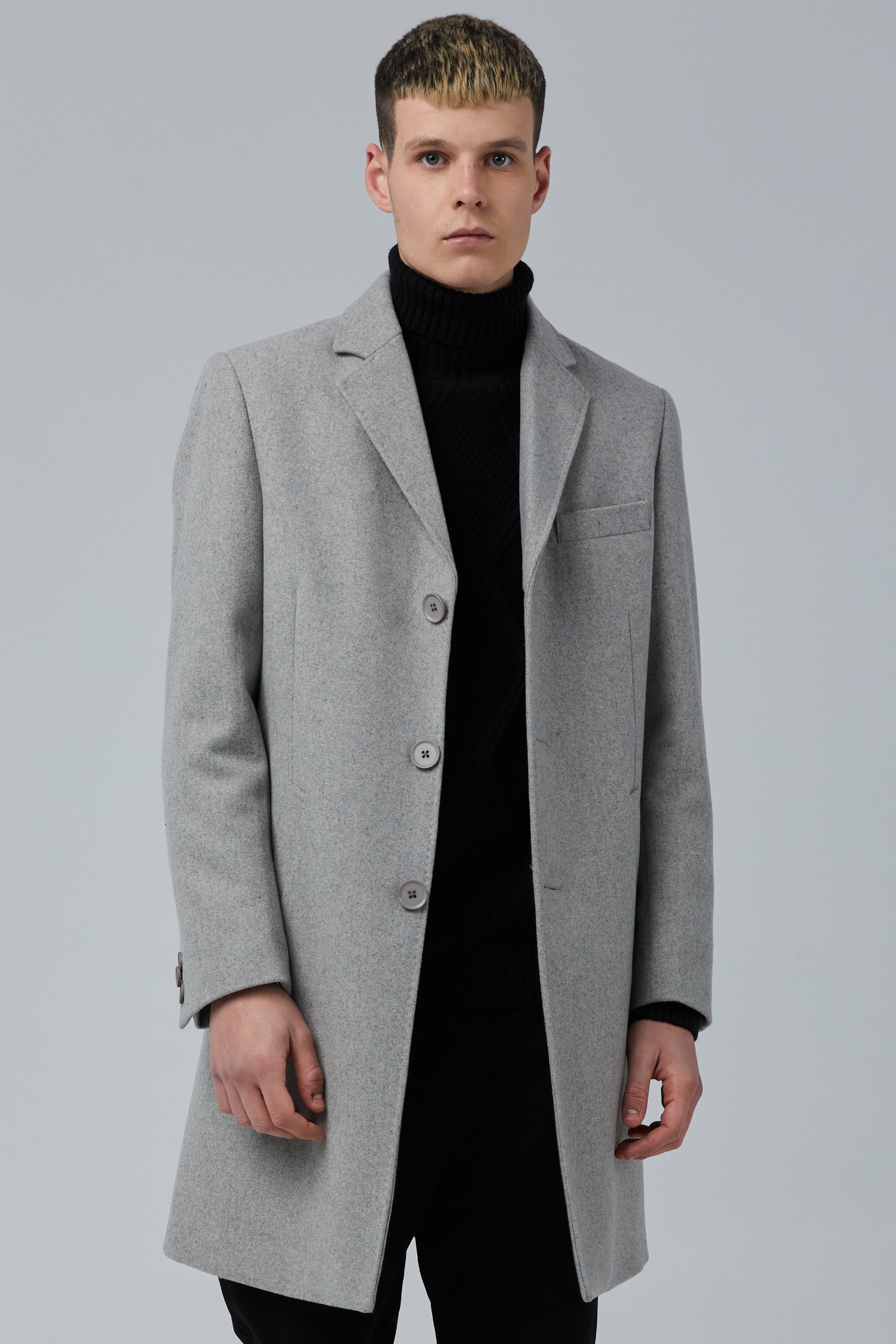 Light Gray 3-Buttonned Coat In Wool | Aristoteli Bitsiani