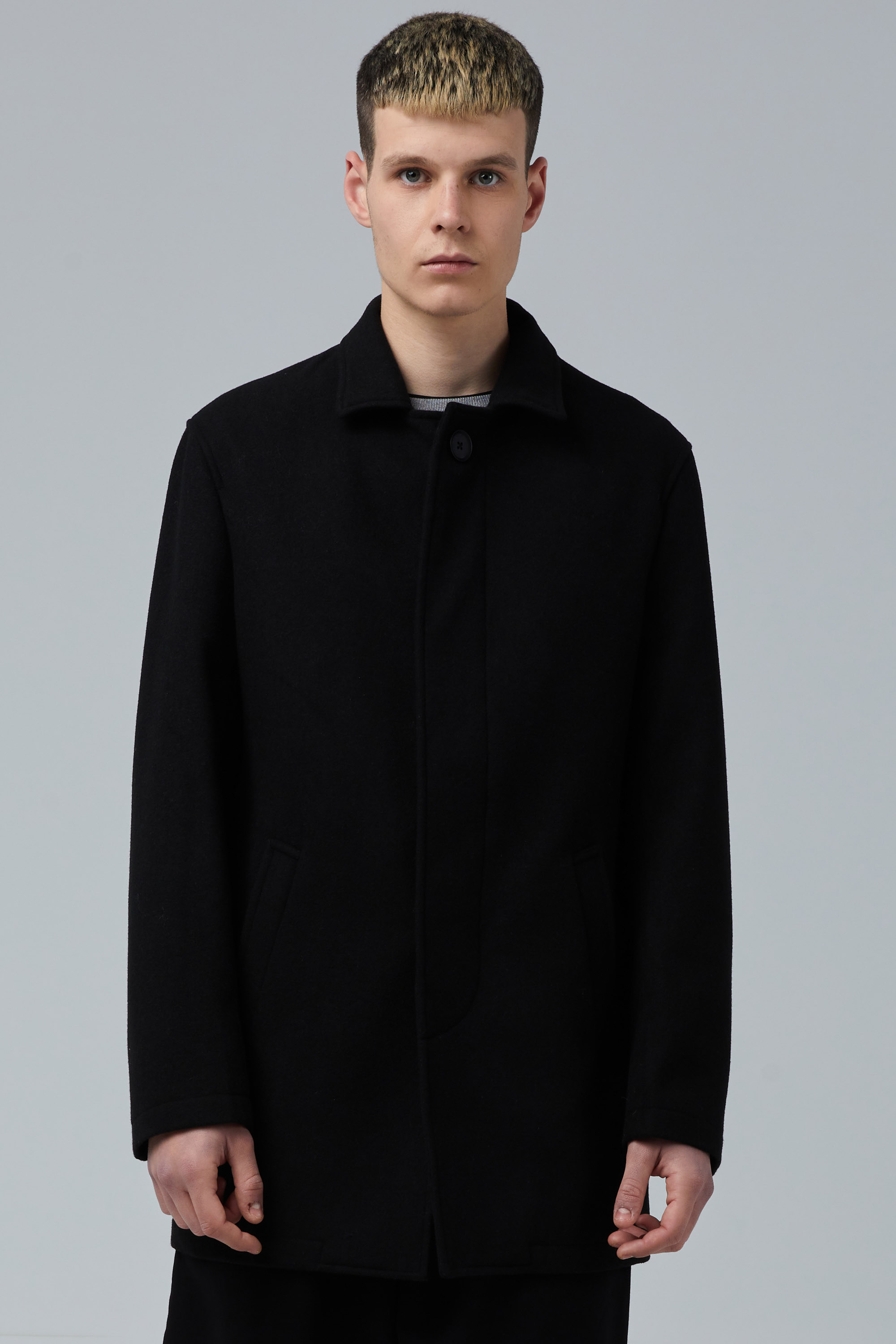 Black Mid Length Coat In Wool | Aristoteli Bitsiani