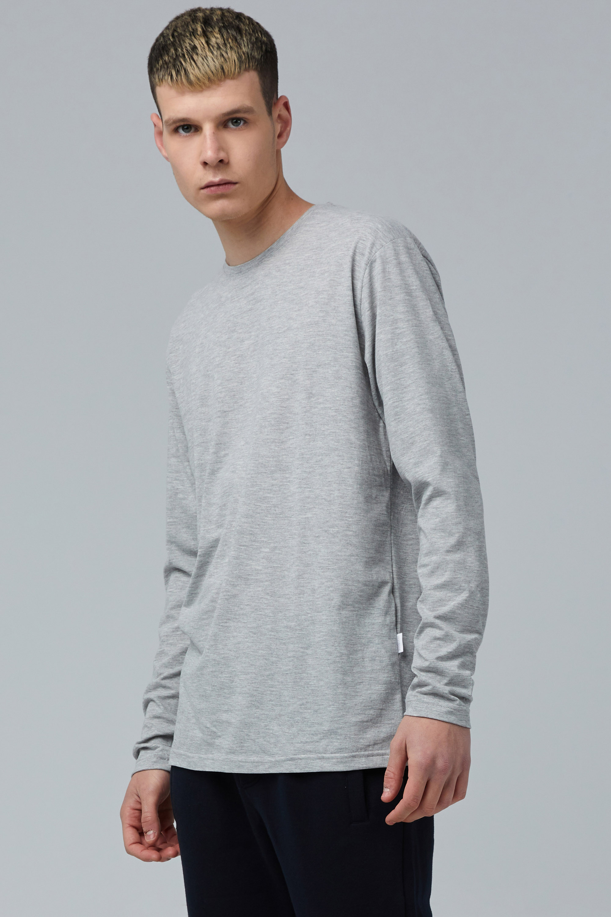 Regular Fit Long Sleeve T-Shirt With Drop Shoulder In Gray | Aristoteli ...