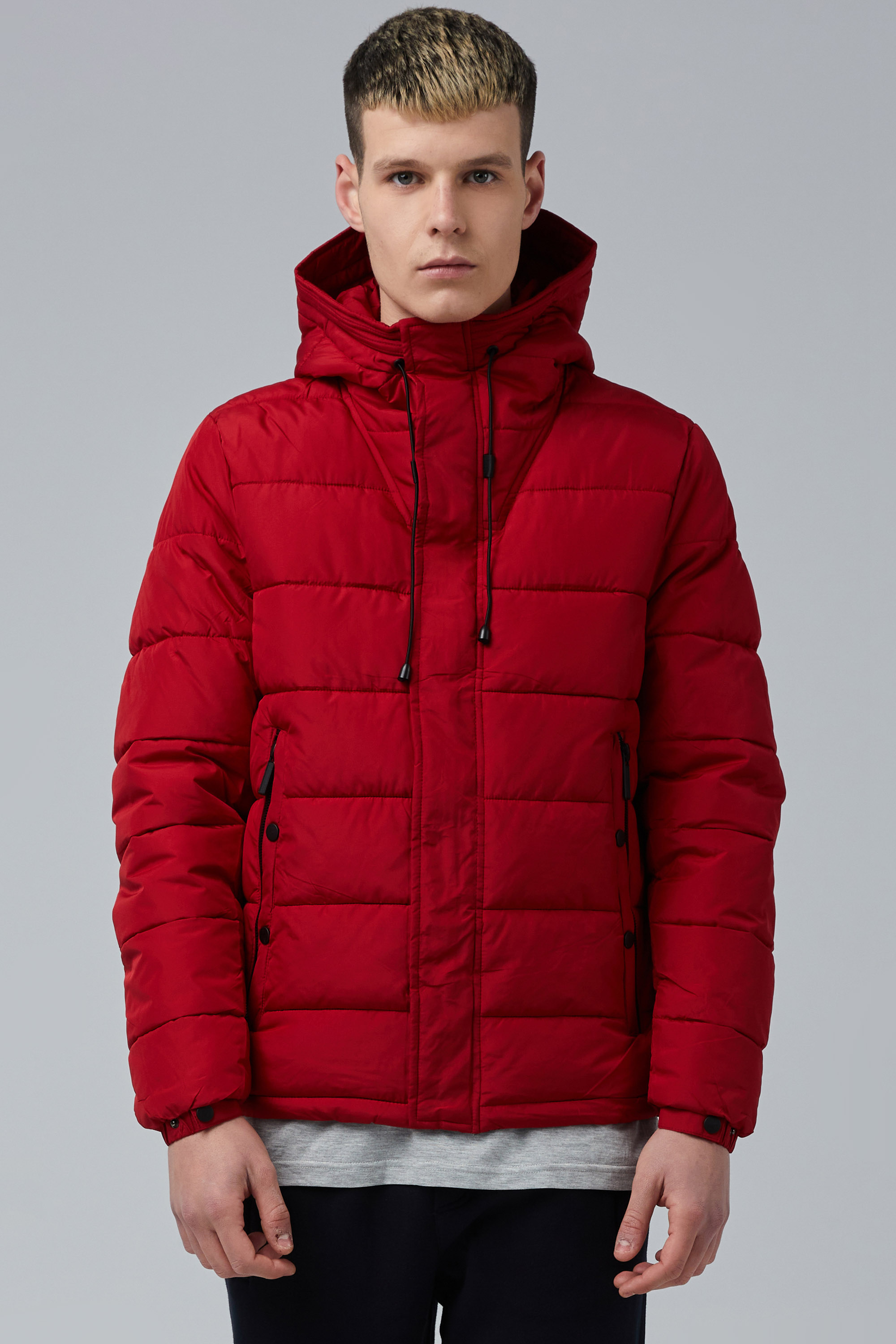 Red Padded Jacket In Drawstring Hood | Aristoteli Bitsiani